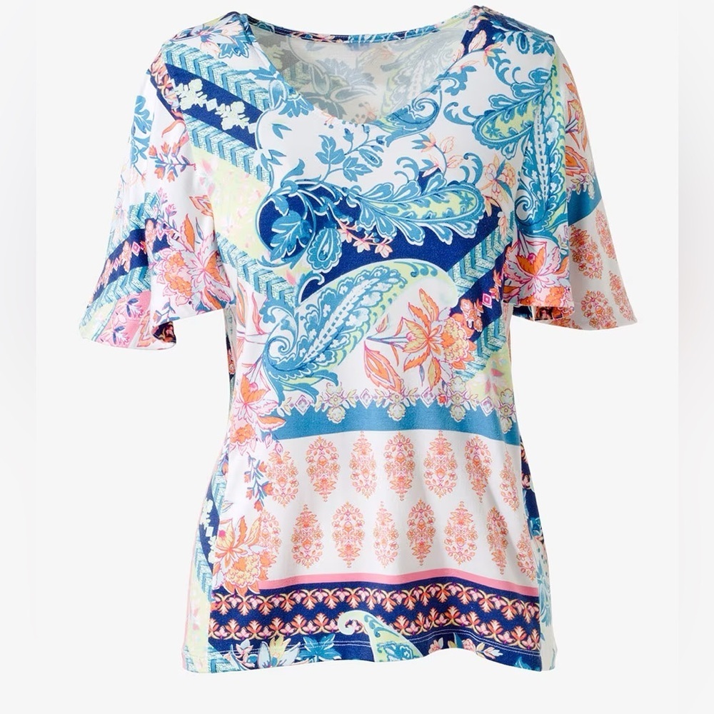 Chico’s | SupremelySoft Foliage Fusion Flutter-Sleeve Tee